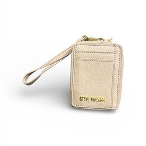 Steve Madden Cream Wristlet with Gold Zipper